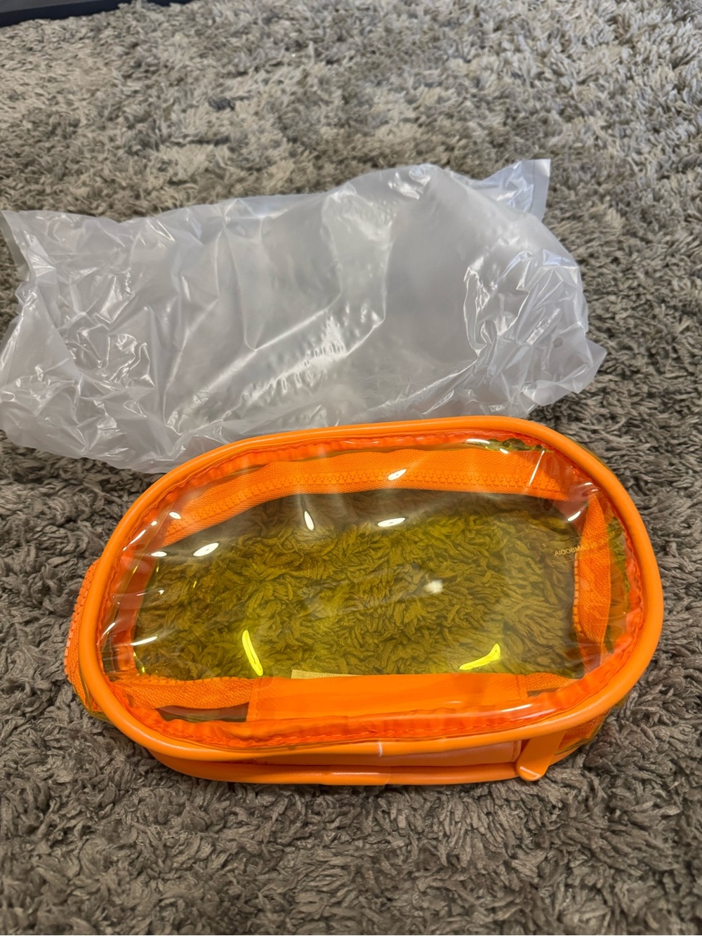 Clear Orange Vinyl Cosmetic Case / Makeup Bag